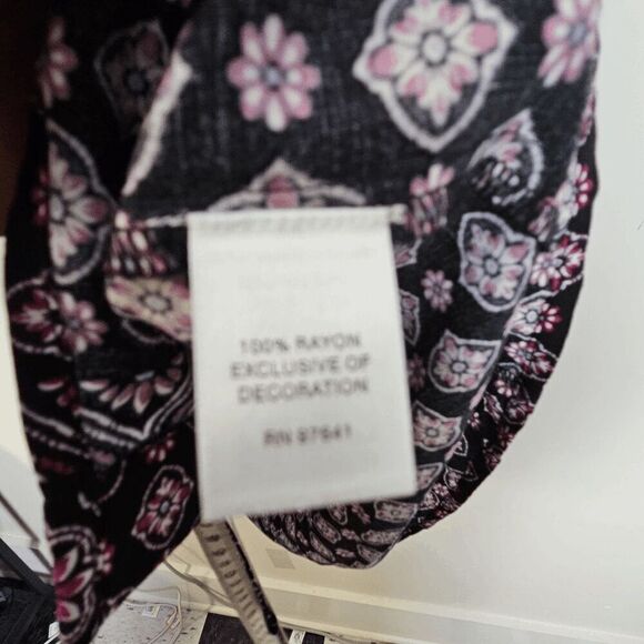 J. Jill 100% Rayon Boho Button Down V Neck Blouse Women's Purple/Black Size Larg - Picture 3 of 5